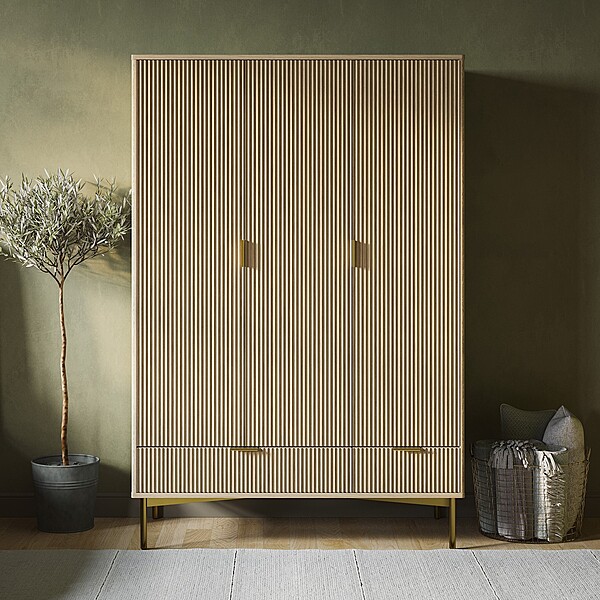 Furnlluxra 3 Door 2 Drawer Wardrobe In Wood