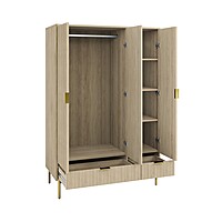 Furnlluxra 3 Door 2 Drawer Wardrobe In Wood