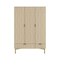 Furnlluxra 3 Door 2 Drawer Wardrobe In Wood