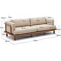 Furnlluxra Teak Wood 3 Seater Sofa