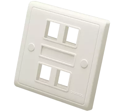 Digisol Channel SCS Face Plate, One Piece, Quad Port, W/O Shutter