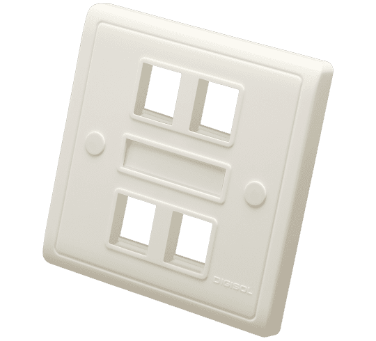 Digisol Channel SCS Face Plate, One Piece, Quad Port, W/O Shutter