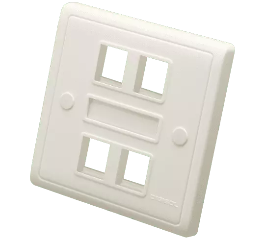 Digisol Channel SCS Face Plate, One Piece, Quad Port, W/O Shutter
