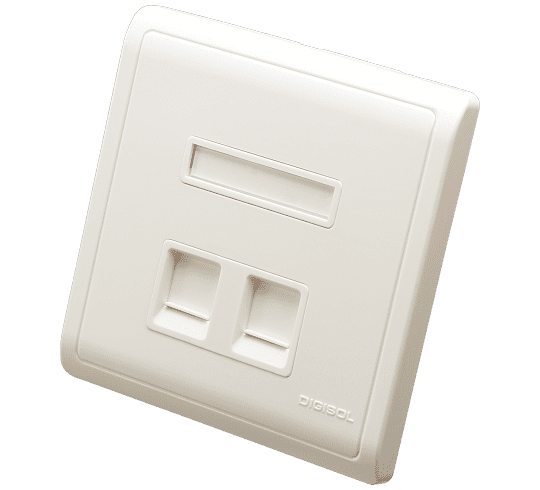 Digisol Channel SCS Face Plate, Two Piece, Dual Port, Modular Straight Shuttered