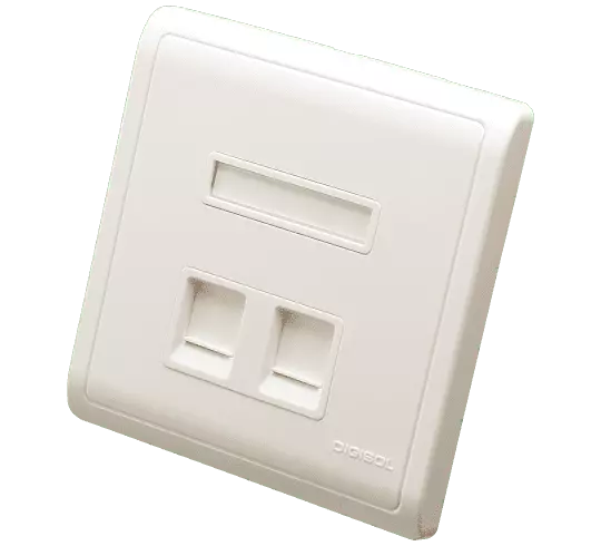 Digisol Channel SCS Face Plate, Two Piece, Dual Port, Modular Straight Shuttered