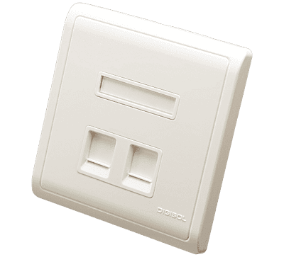 Digisol Channel SCS Face Plate, Two Piece, Dual Port, Modular Straight Shuttered