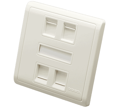 Digisol Channel SCS Face Plate, Two Piece , Quad Port , Modular Straight Shuttered