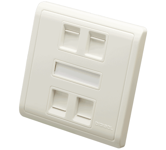Digisol Channel SCS Face Plate, Two Piece , Quad Port , Modular Straight Shuttered