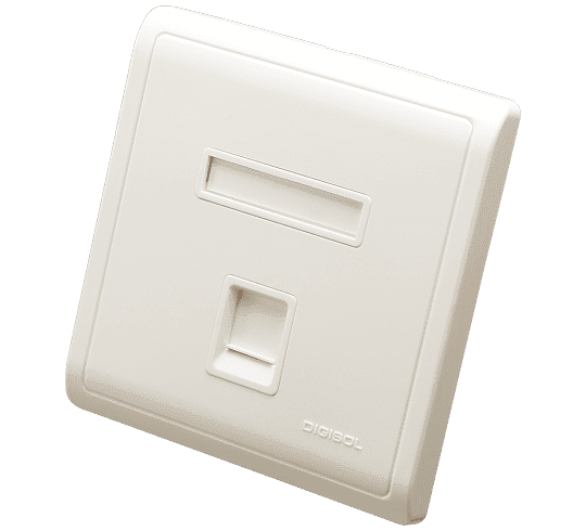 Digisol Channel SCS Face Plate, Two Piece, Single Port, Modular Straight Shuttered