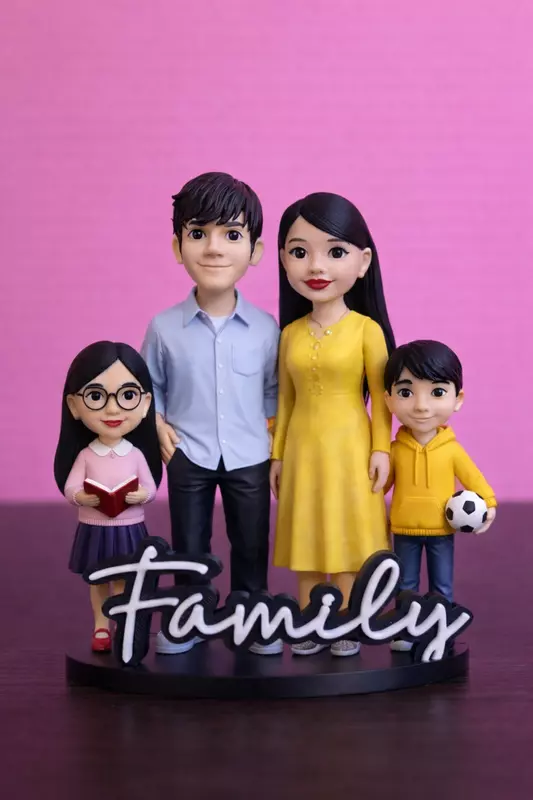 Family of 4 Miniature Figurine