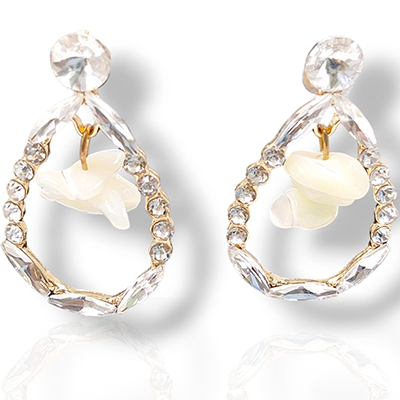 Fancy White Conch Drop Earrings