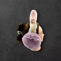 Colorful Plush Earmuff Headband | Fun Winter Ear Warmers with Knitted Top
