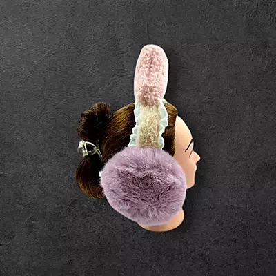 Colorful Plush Earmuff Headband | Fun Winter Ear Warmers with Knitted Top