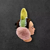 Colorful Plush Earmuff Headband | Fun Winter Ear Warmers with Knitted Top