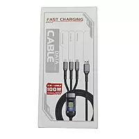 Zigdeal Fast Charging 3 in 1 Data Cable – Type-C, Micro USB & Lightning | Durable Sync Cable