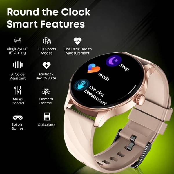 Fastrack Jupiter R1 1.38" (3.50cm) Round HD Display, SingleSync BT Calling, Advanced Chipset Smartwatch Fastrack Jupiter R1 1.38" (3.50cm) Round HD Display, SingleSync BT Calling, Advanced Chipset Smartwatch