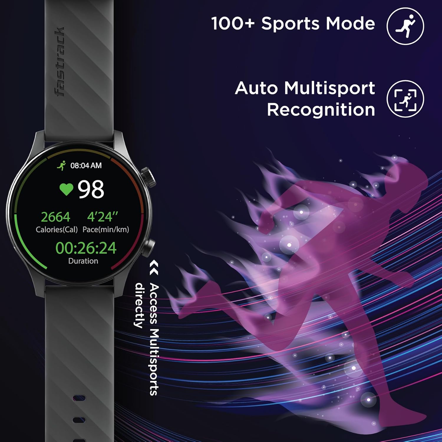 Fastrack Vivid Pro 3.6 cm (1.43) AMOLED Display with Industry Best 466 x 466 Pixel Resolution with AOD Smart dial Silicone Strap Watch for Unisex Fastrack Vivid Pro 3.6 cm (1.43) AMOLED Display with Industry Best 466 x 466 Pixel Resolution with AOD Smart dial Silicone Strap Watch for Unisex