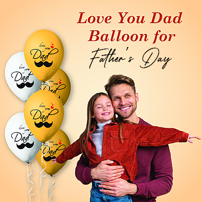 I Love You Dad Balloon for Happy Birthday Father's Day Best Dad Ever Balloon Decoration for Father’s Day Party Gold & White metallic Balloons Pack of 12pcs