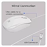Portronics Toad 102 Wired Optical Mouse features a 1200 DPI sensor for precise tracking and a 1.5m cable for easy connectivity. Sleek white design, perfect for home or office use.