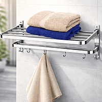 Dual Foldable Stainless Steel Towel Rack (24 Inches)