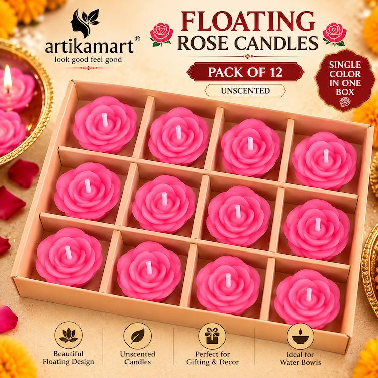 Diwali Candle - Floating Rose - 12pc