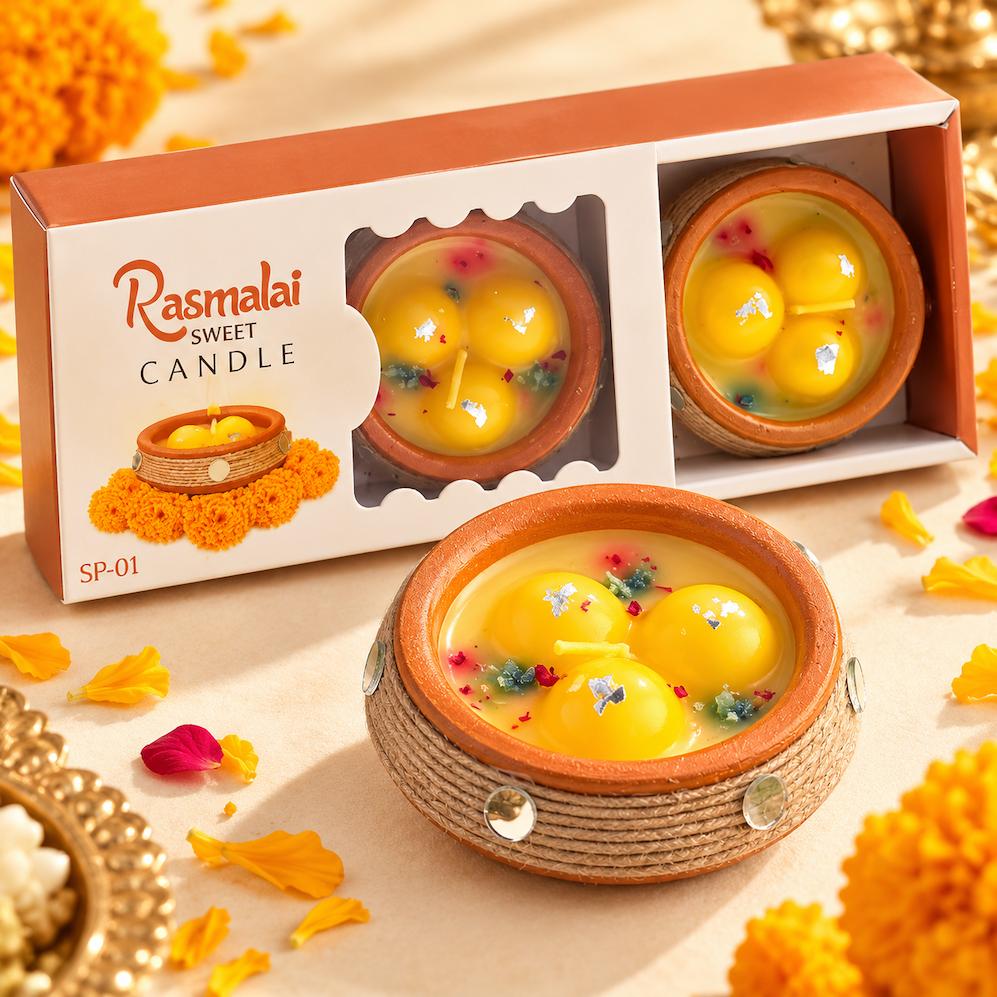 Diwali Candle - Mithai Sweets - Rasmalai- 2pc