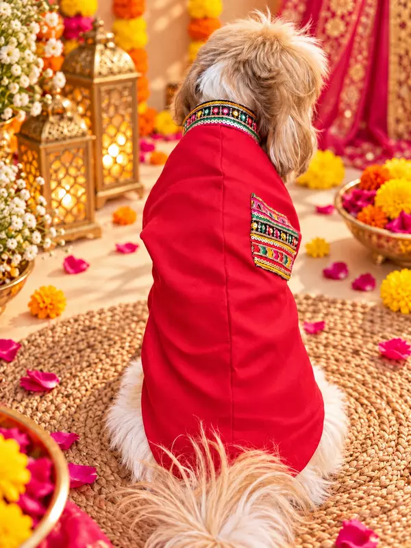 Laal Gulab Embroidered Kurta for Pets