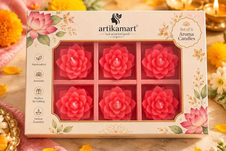 Diwali Candle - Floating Lotus - 6pc