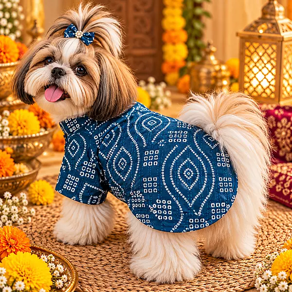 Blue Bandhani Kurta — Neel for Dogs and Cats