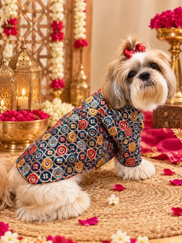 Rich-Navy Embroidered Festive Kurta