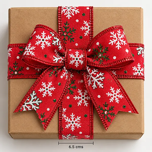 Crimson Snowflake Burlap Ribbon