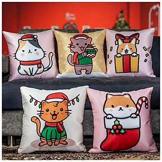 Figures Digital Printed Cushion Cover Set of 5 - 1 Figures Digital Printed Cushion Cover Set of 5 - 1
