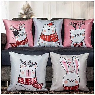 Figures Digital Printed Cushion Cover Set of 5 - 3 Figures Digital Printed Cushion Cover Set of 5 - 3