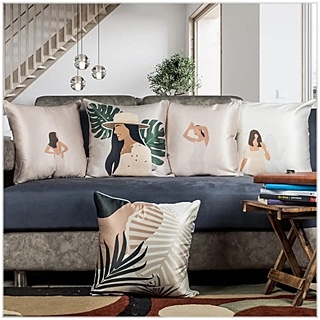 Figures Digital Printed Cushion Cover Set of 5 - 4 Figures Digital Printed Cushion Cover Set of 5 - 4