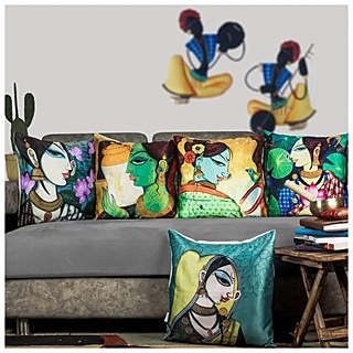 Figures Digital Printed Cushion Cover Set of 5 - 7 Figures Digital Printed Cushion Cover Set of 5 - 7