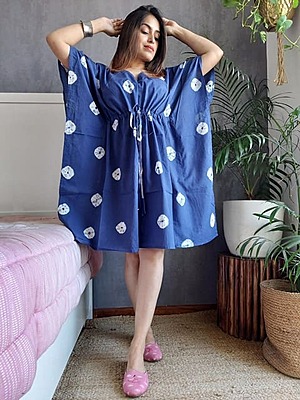 Fine Block Printed Soft Cotton Short Kaftan-4