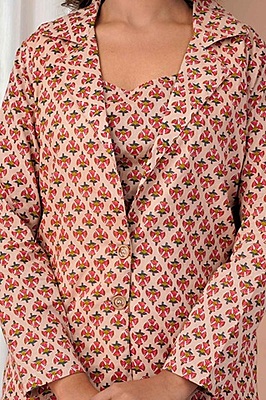 Fine Cotton Block Printed Co-Ord Set-Beige-2 Fine Cotton Block Printed Co-Ord Set-Beige-2