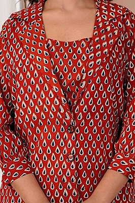 Fine Cotton Block Printed Co-Ord Set-Rust-3 Fine Cotton Block Printed Co-Ord Set-Rust-3