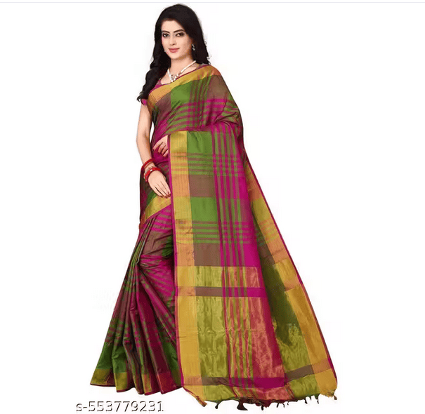 Beautiful Lightweight Checked Soft Silk Saree