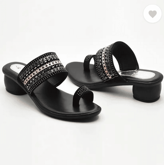 Women Heels Sandal  (Black , 8)