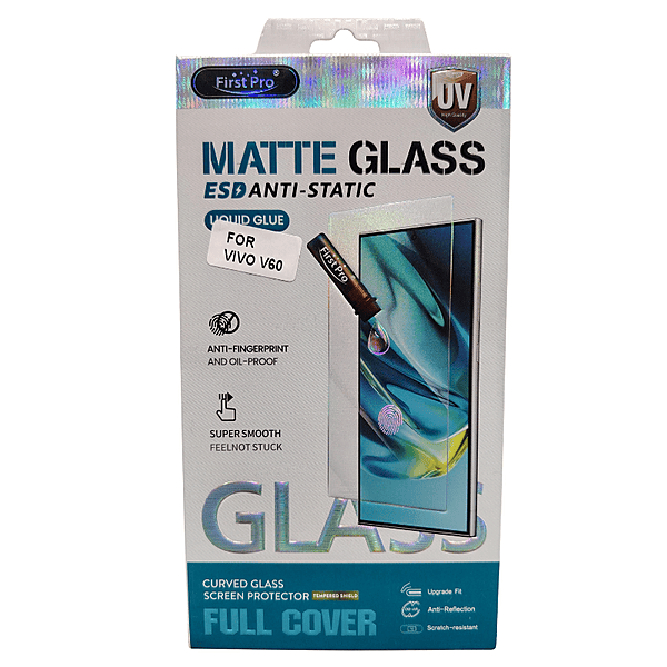 ZigDeal First Pro UV Matte Glass for Vivo V60 – Curved Screen | Anti-Glare Protection