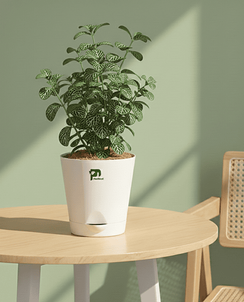 Fittonia Green (Nerve Plant) in 4 inch self watering pot