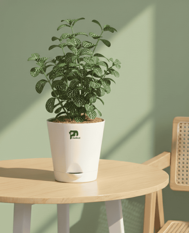 Fittonia Green (Nerve Plant) in 4 inch self watering pot