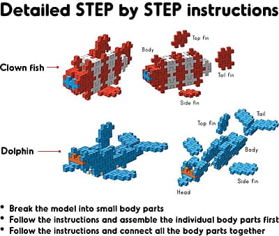 Fixi Bricks Clown fish and Dolphin
