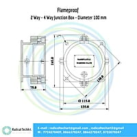 Flameproof 2 Way - 4 Way Junction Box - Diameter 100 mm