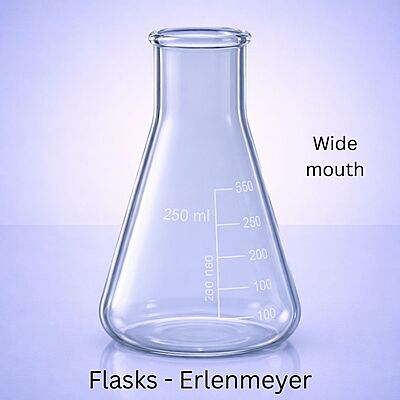 Flasks - Erlenmeyer - CLEAR - Wide mouth