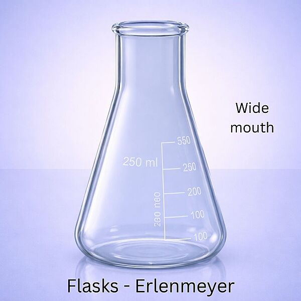 Flasks - Erlenmeyer - CLEAR - Wide mouth