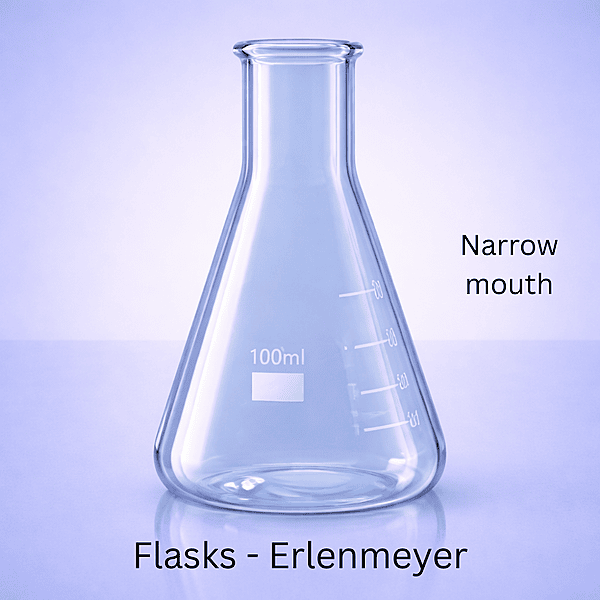 Flasks - Erlenmeyer - CLEAR - Narrow mouth