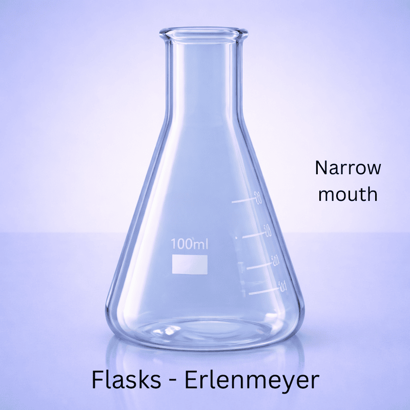 Flasks - Erlenmeyer - CLEAR - Narrow mouth