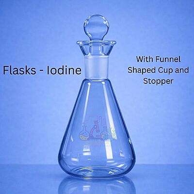 Flasks - Iodine with funnel shaped cup and stopper